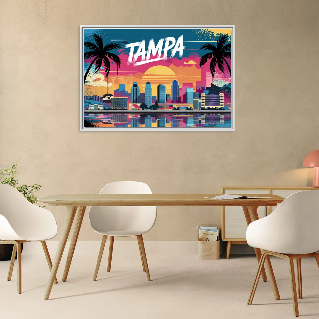 Tampa Urban Street Art Vibes - Living Room White Frame Canvas