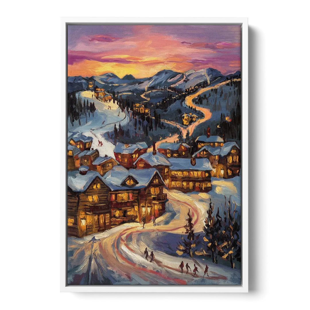 Park City Sunset Glow - White Frame Canvas