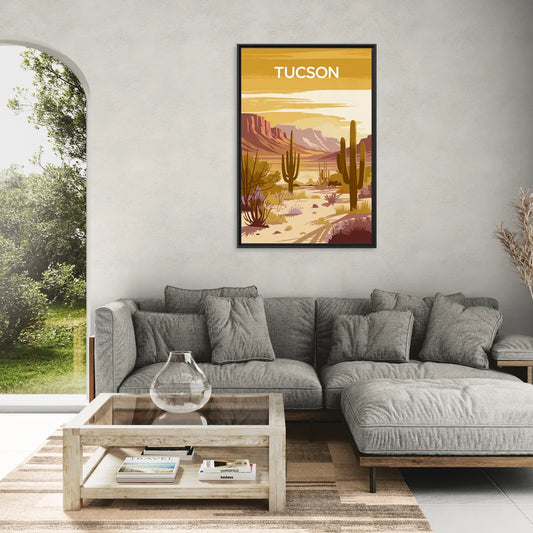 Tucson Mountain Views - Living Room Black Frame Canvas