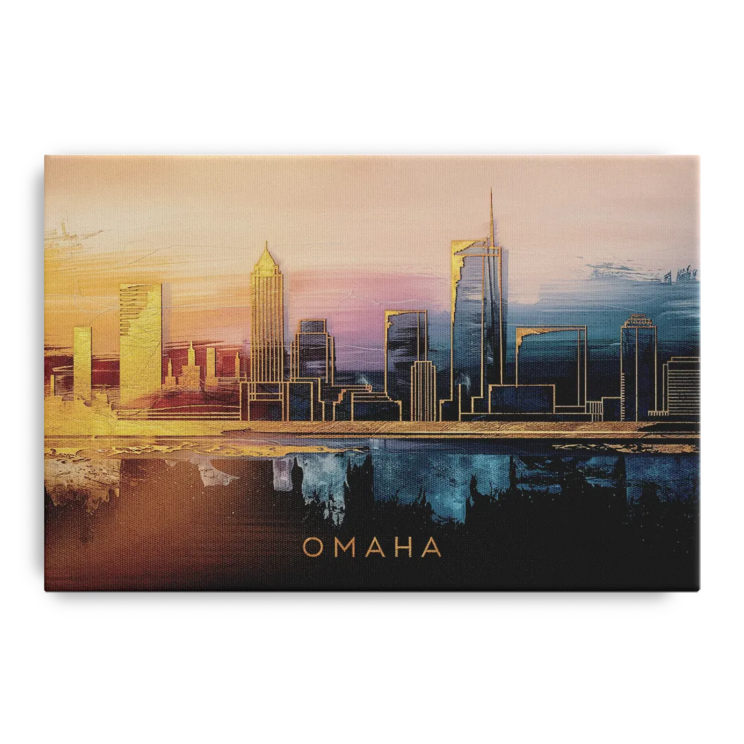 Omaha City Skyline - Canvas Wall Art
