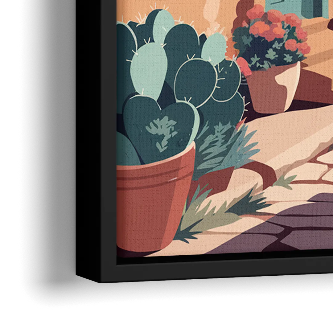 Santa Fe Southwest Charm - Close-Up Black Frame Canvas