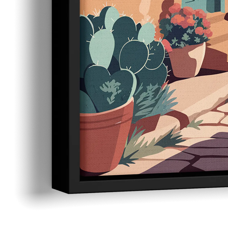 Santa Fe Southwest Charm - Close-Up Black Frame Canvas