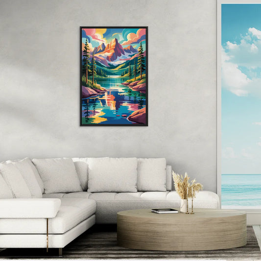 Rocky Mountain Serenity - Living Room Black Frame Canvas