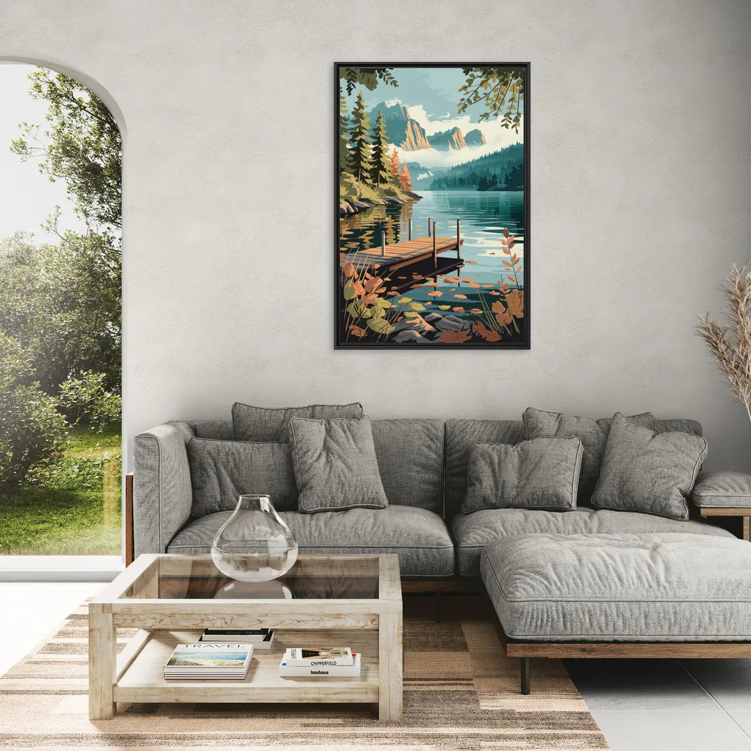Ontario Lakeside Bliss - Living Room Black Frame Canvas