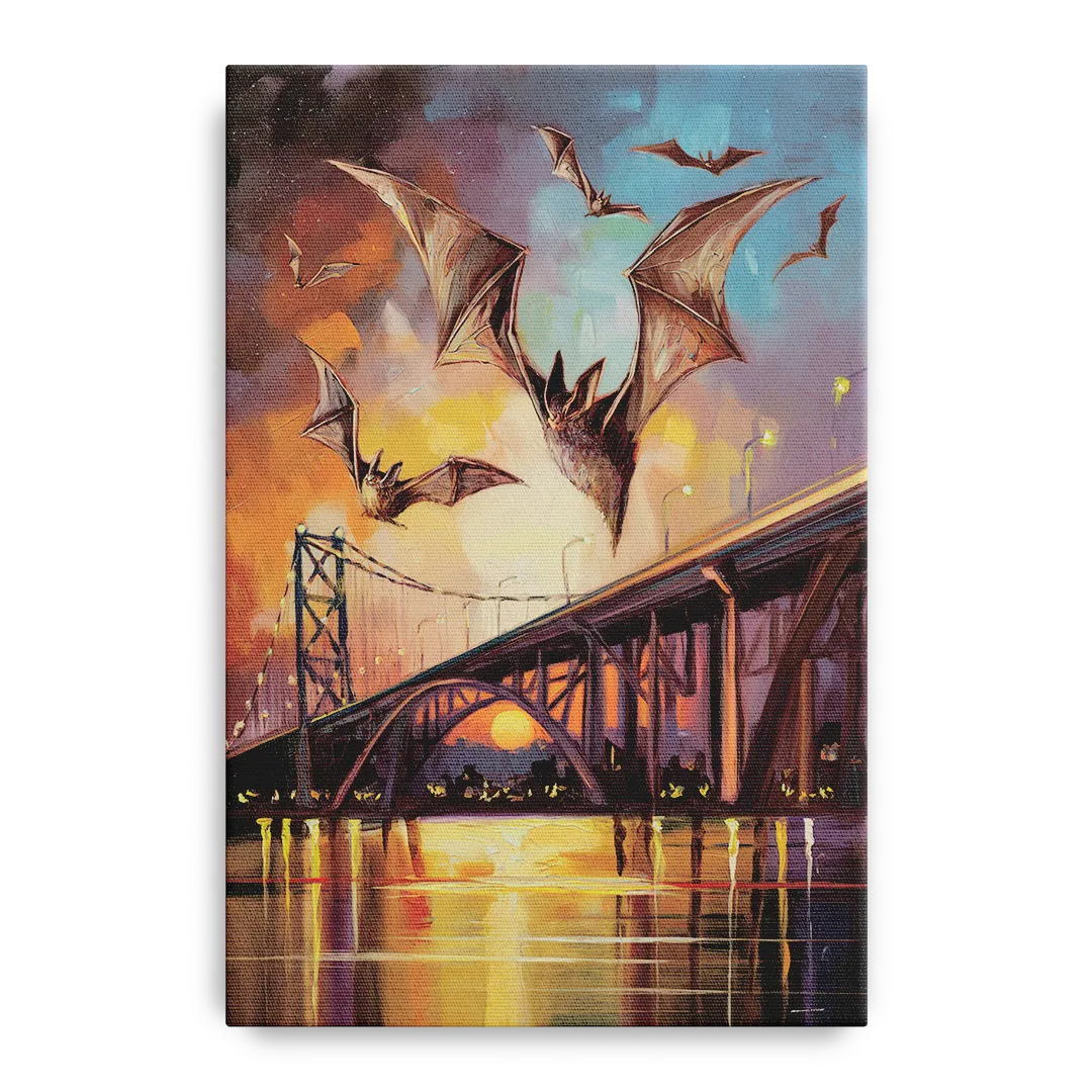 Austin Soaring Bats Scene - Canvas Wall Art