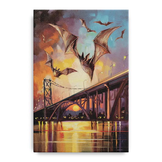 Austin Soaring Bats Scene - Canvas Wall Art