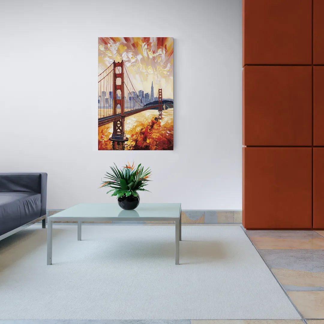 San Francisco Skyline Silhouette - Canvas Wall Art Living Room