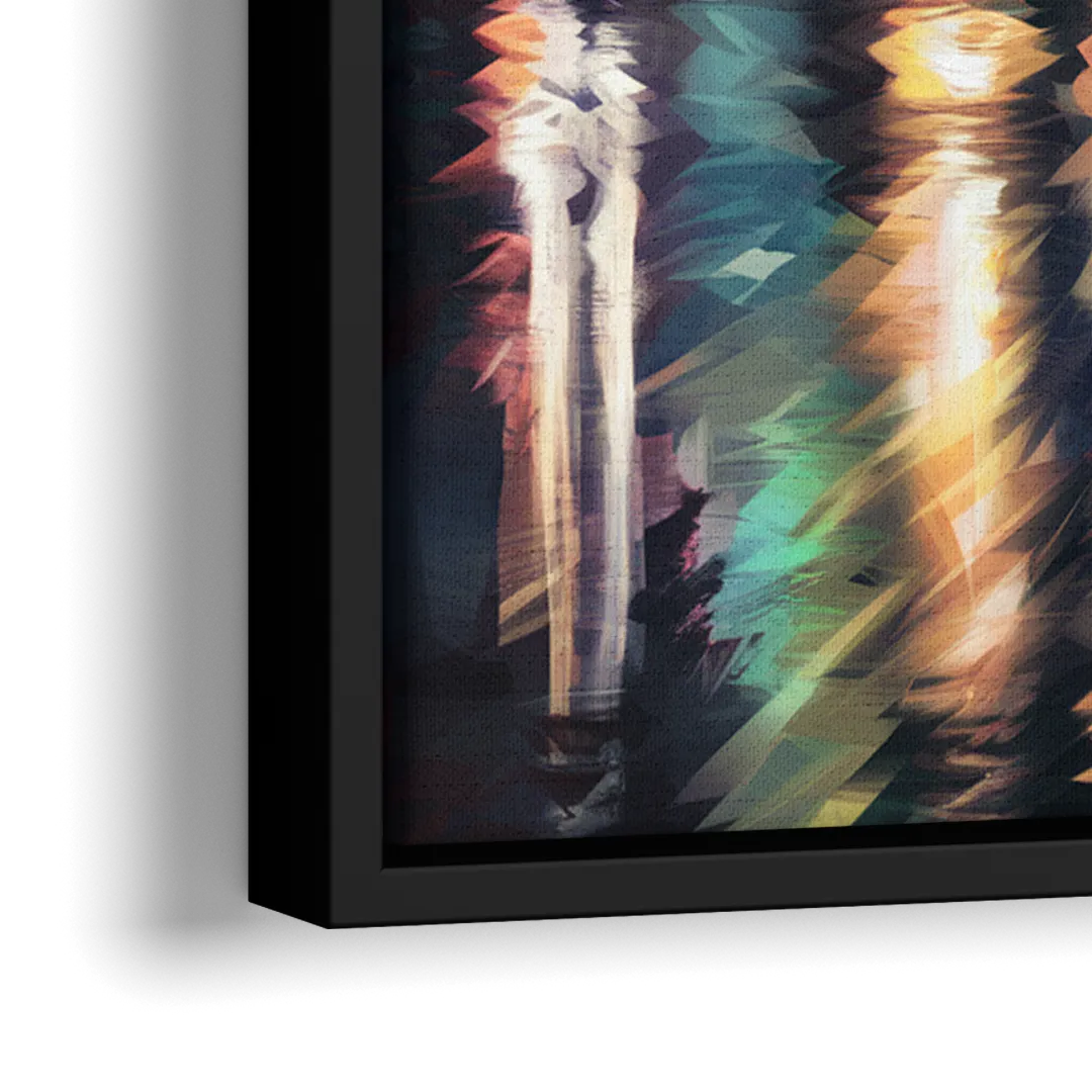 Nashville Cityscape at Night - Close-Up Black Frame Canvas