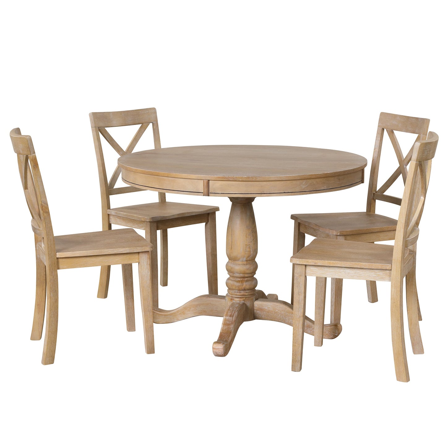 Elegant 4-Person Round Dining Table Set with Matching Chairs