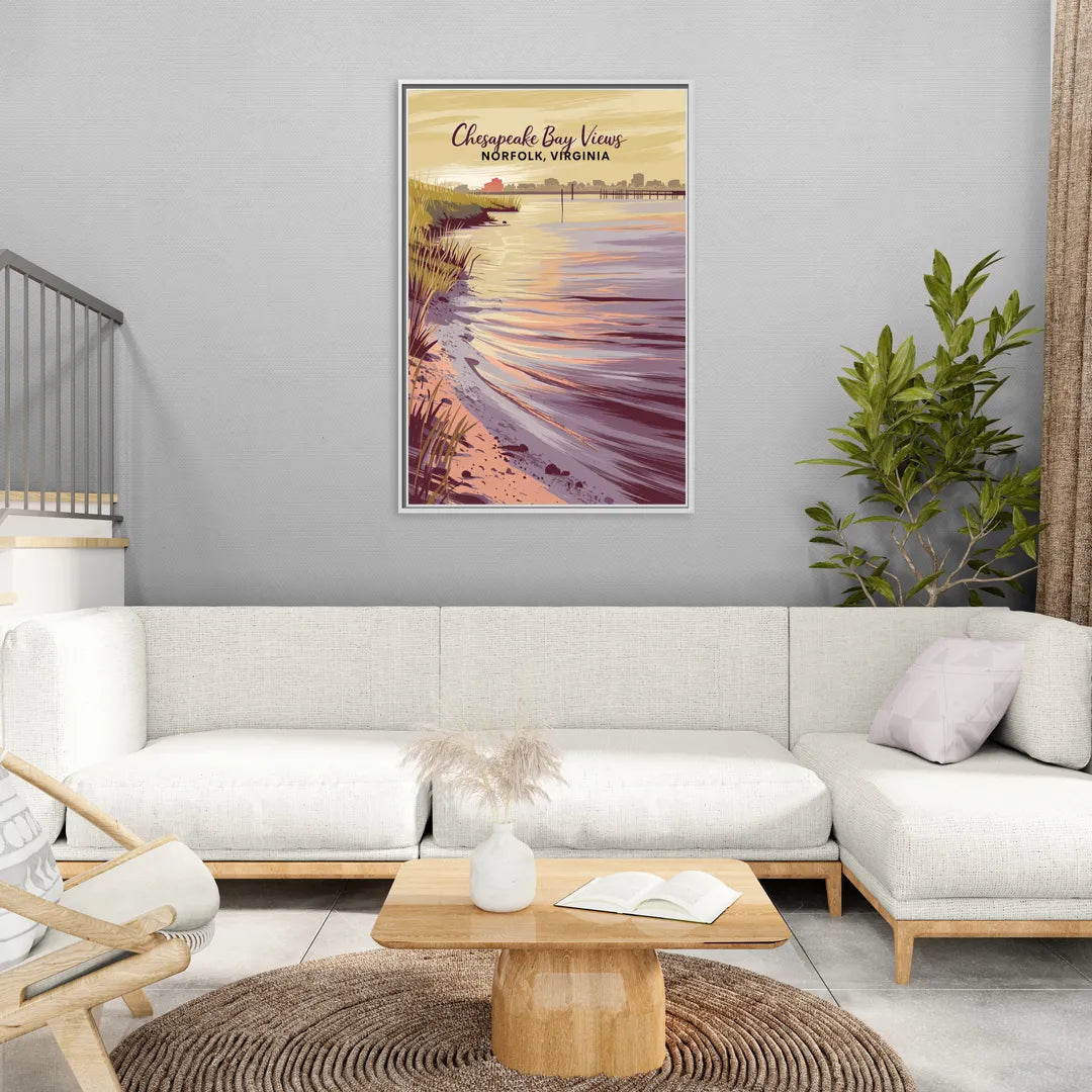 Norfolk Chesapeake Bay Views - Living Room White Frame Canvas
