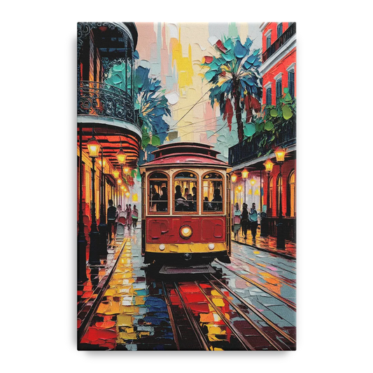 New Orleans Trolley Car Journey - Canvas Wall Art