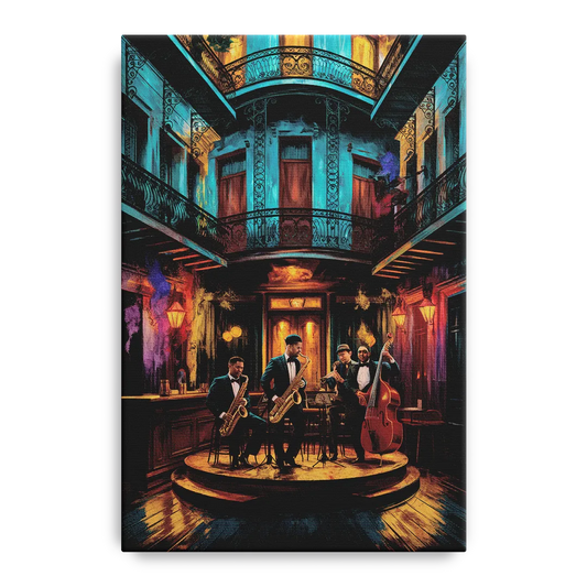 New Orleans Jazz Club Scene - Canvas Wall Art