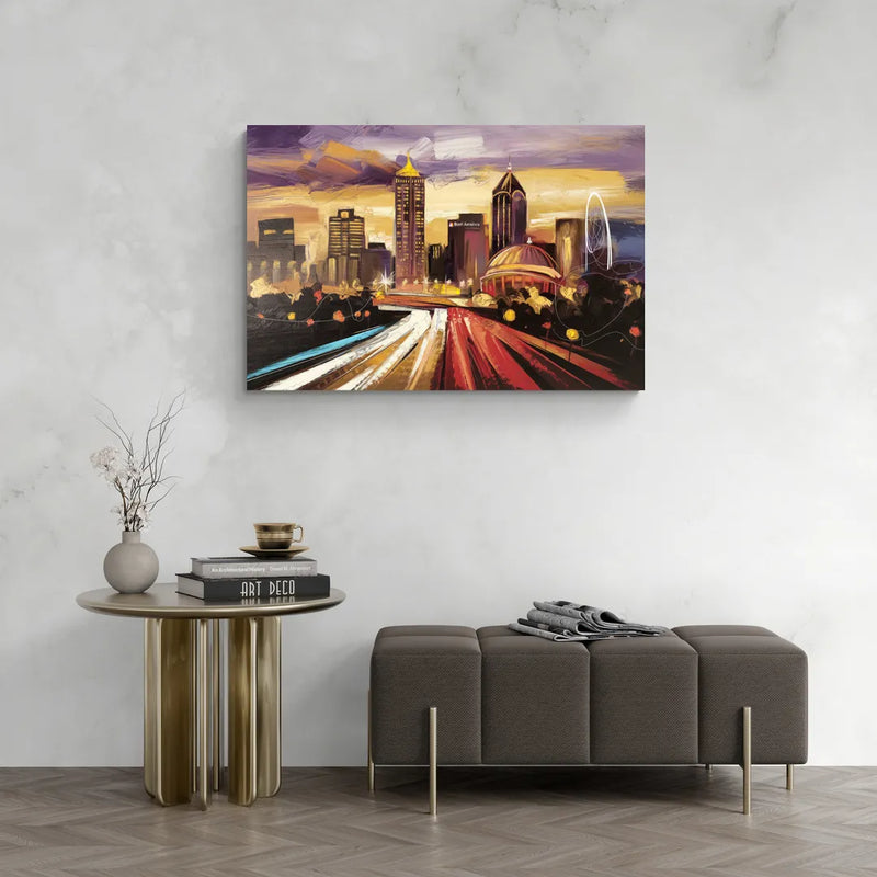 Atlanta Skyline With Georgia Dome - Canvas Wall Art Living Room