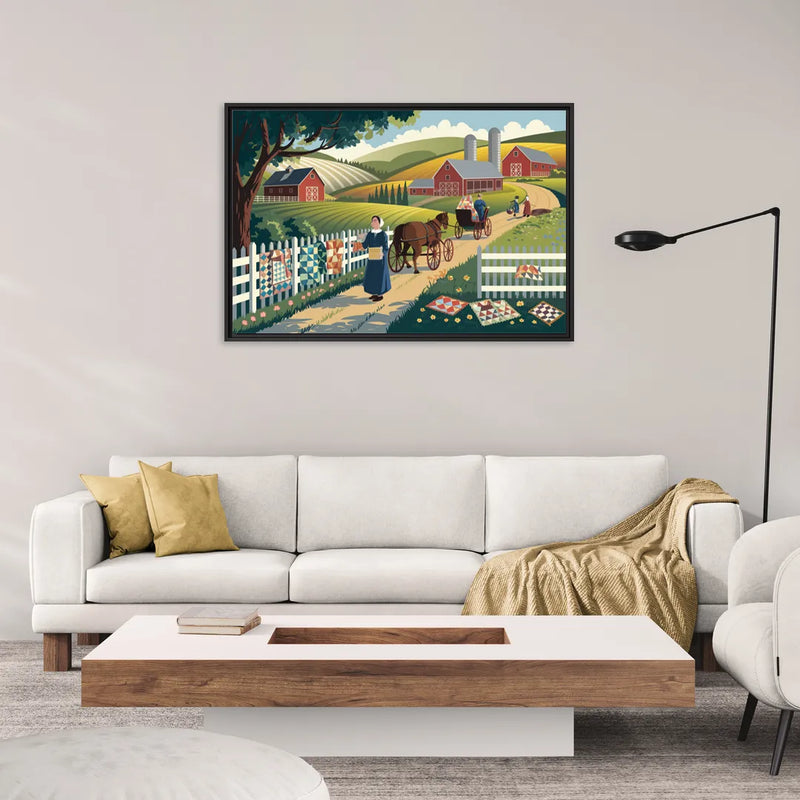 Lancaster Amish Farmlands Experience - Living Room Black Frame Canvas
