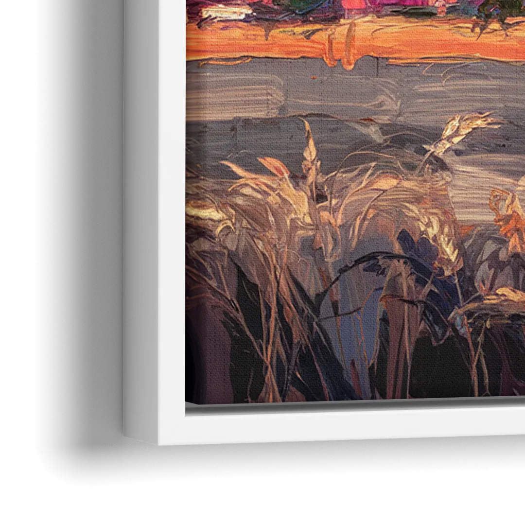 Lubbock Skyline Sunset - Close-Up White Frame Canvas