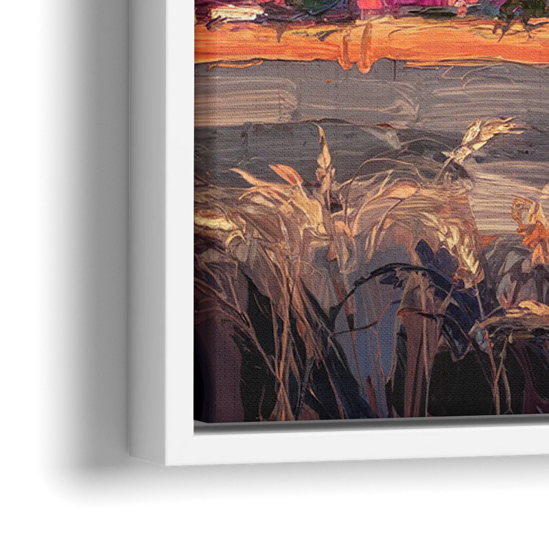 Lubbock Skyline Sunset - Close-Up White Frame Canvas