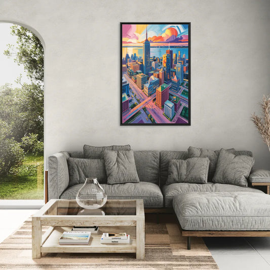 Toronto Financial District - Living Room Black Frame Canvas