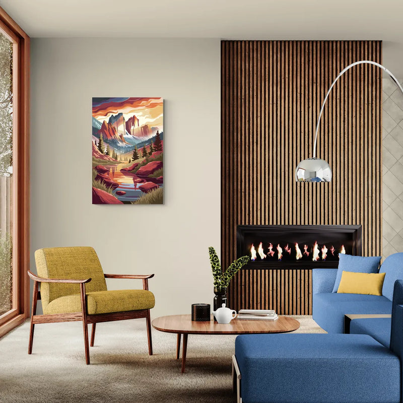 Colorado Springs Sunrise Over Peaks - Canvas Wall Art Living Room