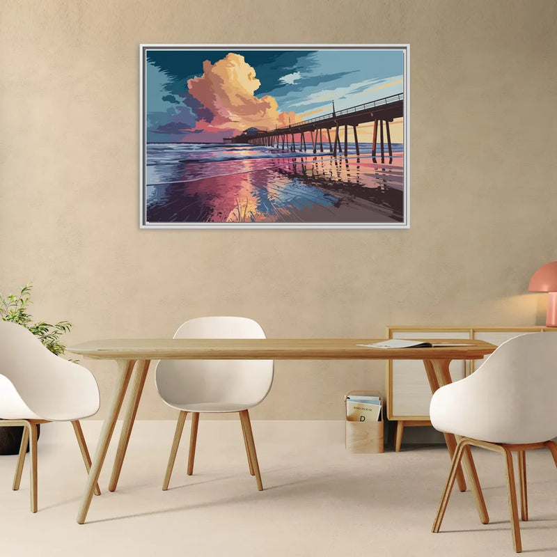 Huntington Beach Sunrise Views - Living Room White Frame Canvas