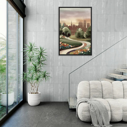 Fort Wayne Park Views - Living Room Black Frame Canvas