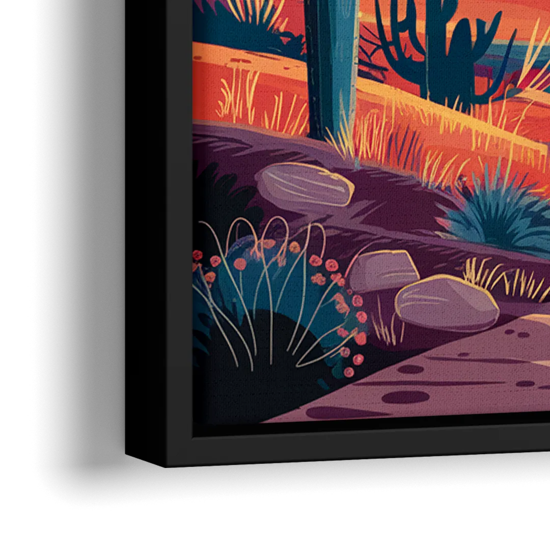 Phoenix Desert Landscape - Close-Up Black Frame Canvas