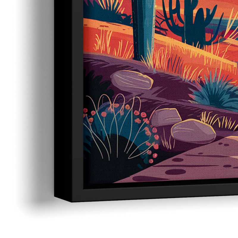 Phoenix Desert Landscape - Close-Up Black Frame Canvas