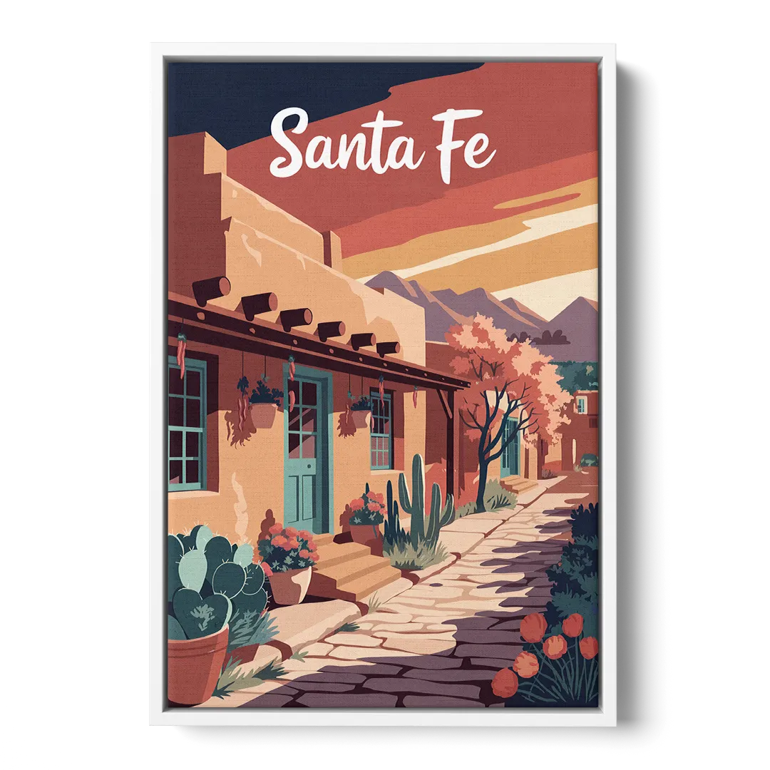 Santa Fe Southwest Charm - White Frame Canvas