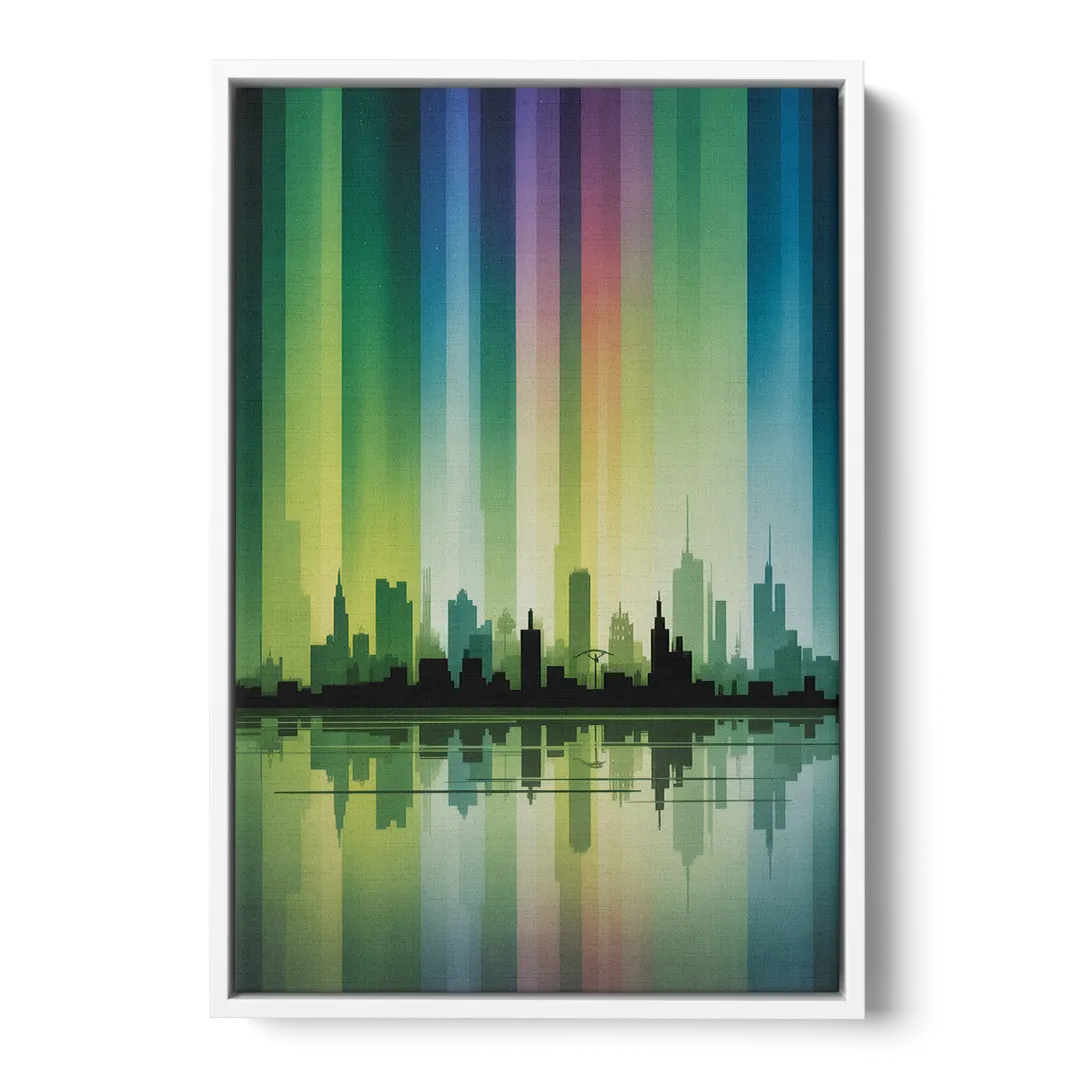 Capital Lights - White Frame Canvas
