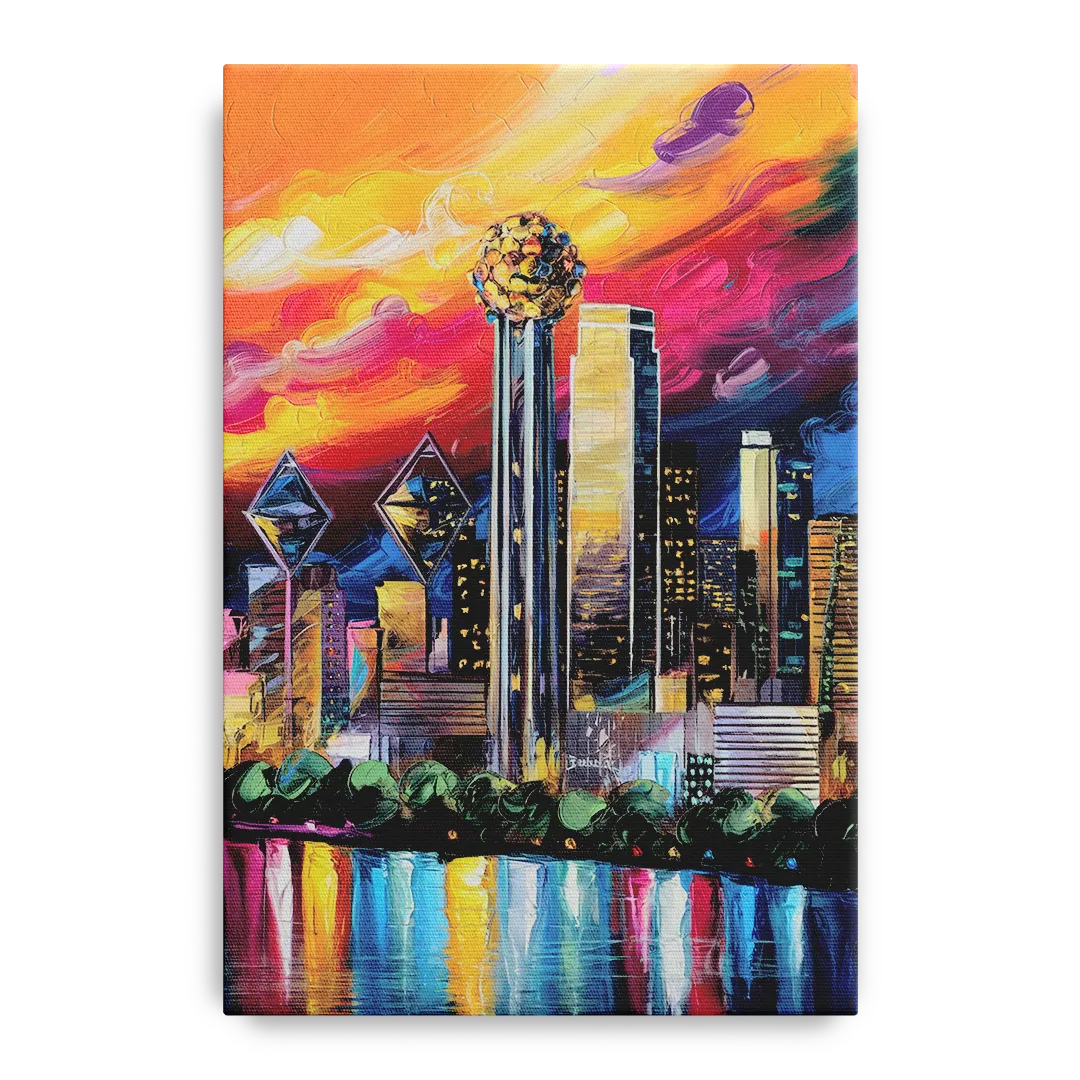 Dallas Skyline at Sunset - Canvas Wall Art