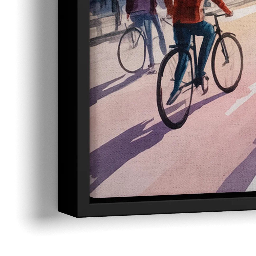 Montreal Street Life - Close-Up Black Frame Canvas