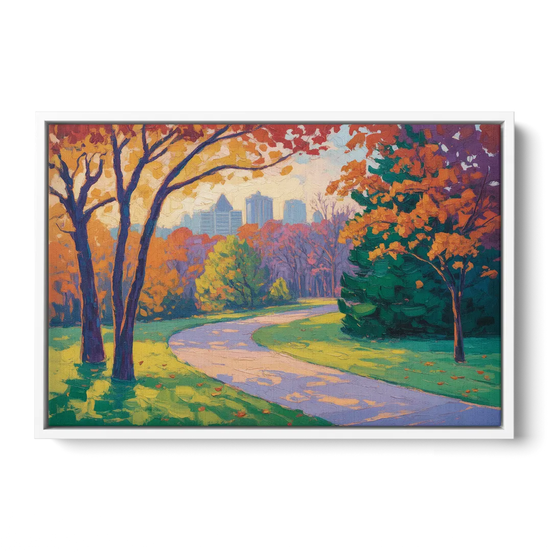 Ottawa Autumn Foliage - White Frame Canvas