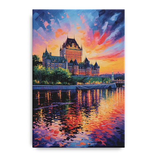 Chteau Frontenac at Sunset - Canvas Wall Art