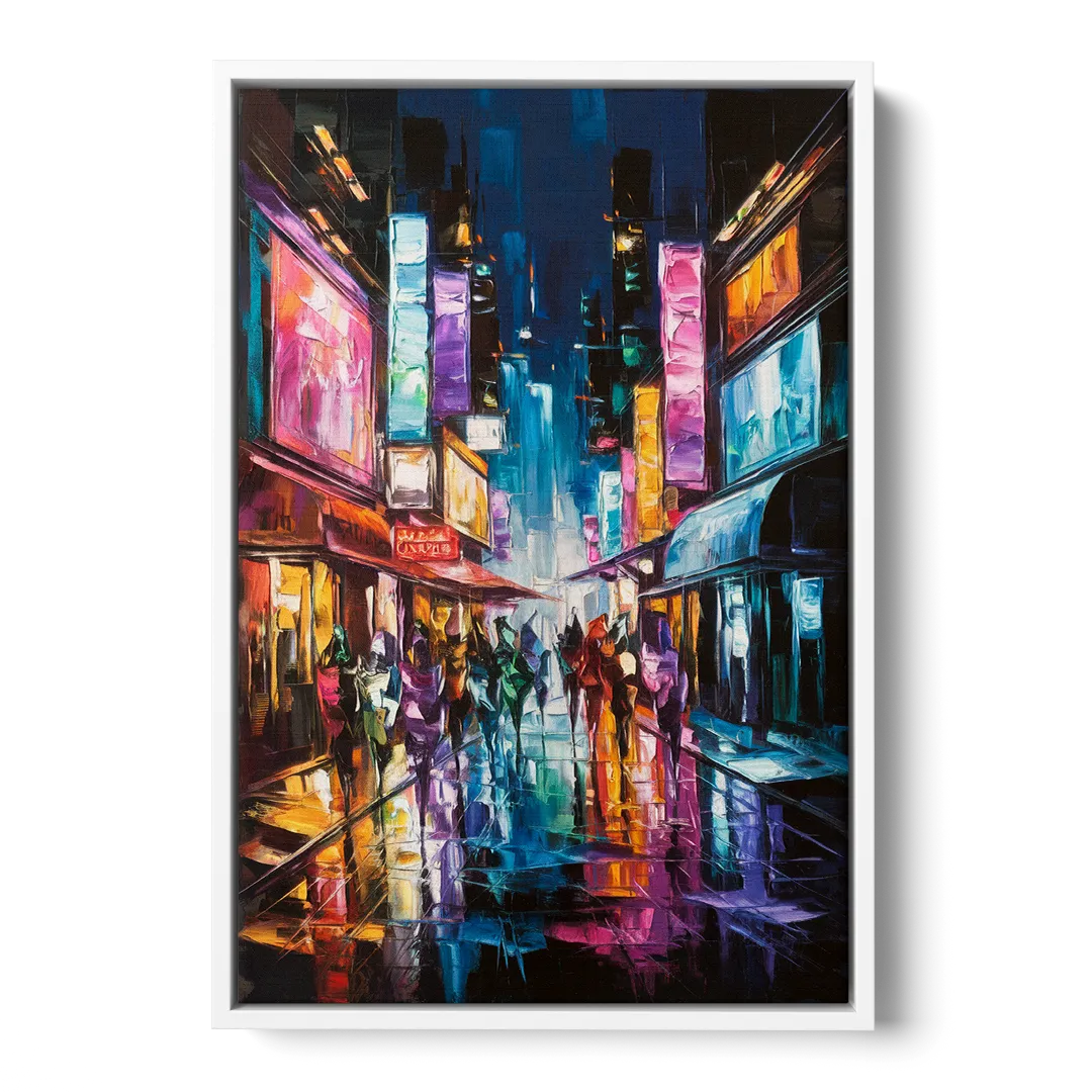 Joseph Vibrant Streets - White Frame Canvas