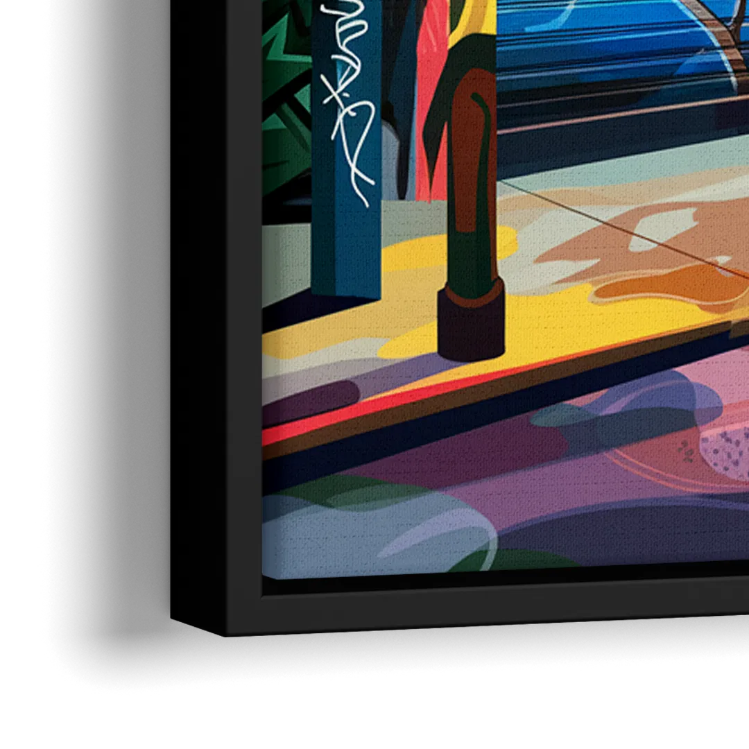 Oakland Street Art Scene - Close-Up Black Frame Canvas