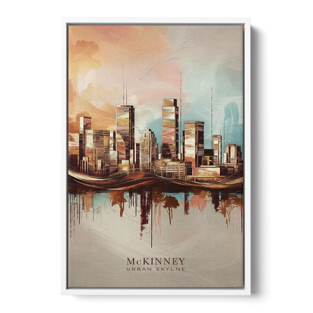 McKinney Urban Skyline - White Frame Canvas