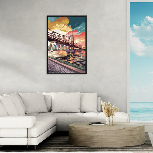 Philadelphia Waterfront - Living Room Black Frame Canvas