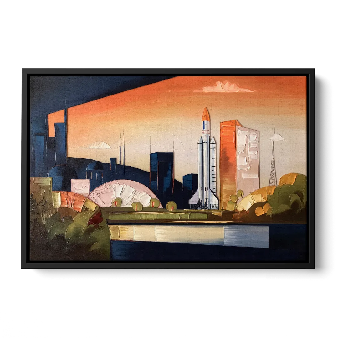 Huntsville Modern Cityscape - Black Frame Canvas