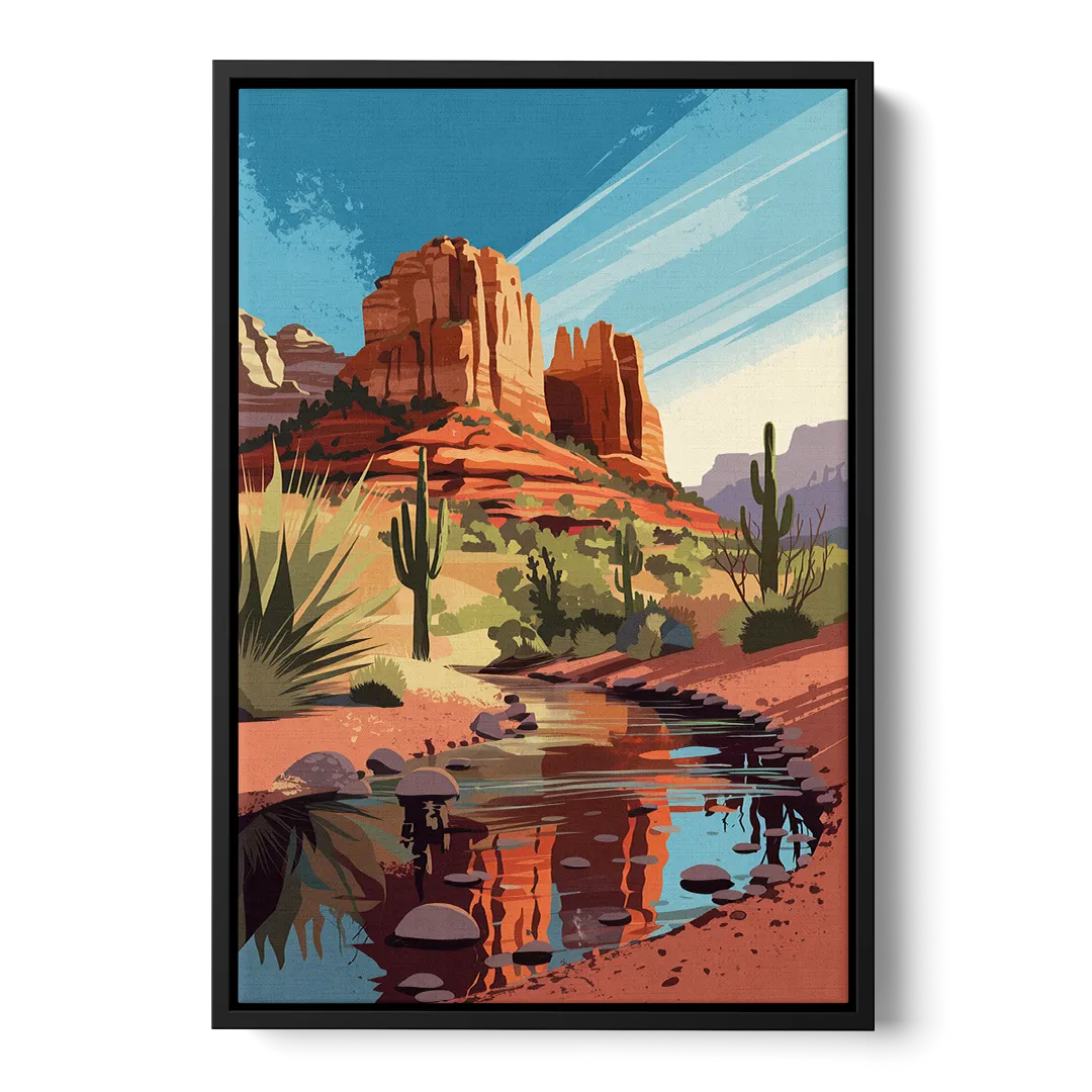 Sedona Cathedral Rock Views - Black Frame Canvas