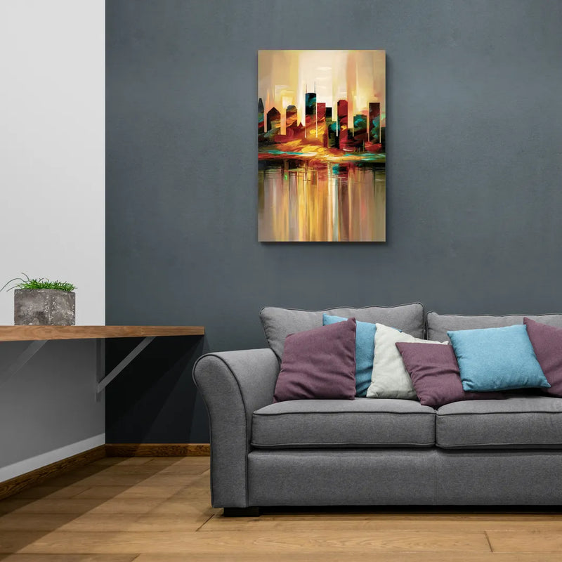 Houston Skyline Silhouette - Canvas Wall Art Living Room