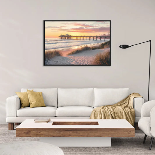 Huntington Beach Coastal Vibes - Living Room Black Frame Canvas