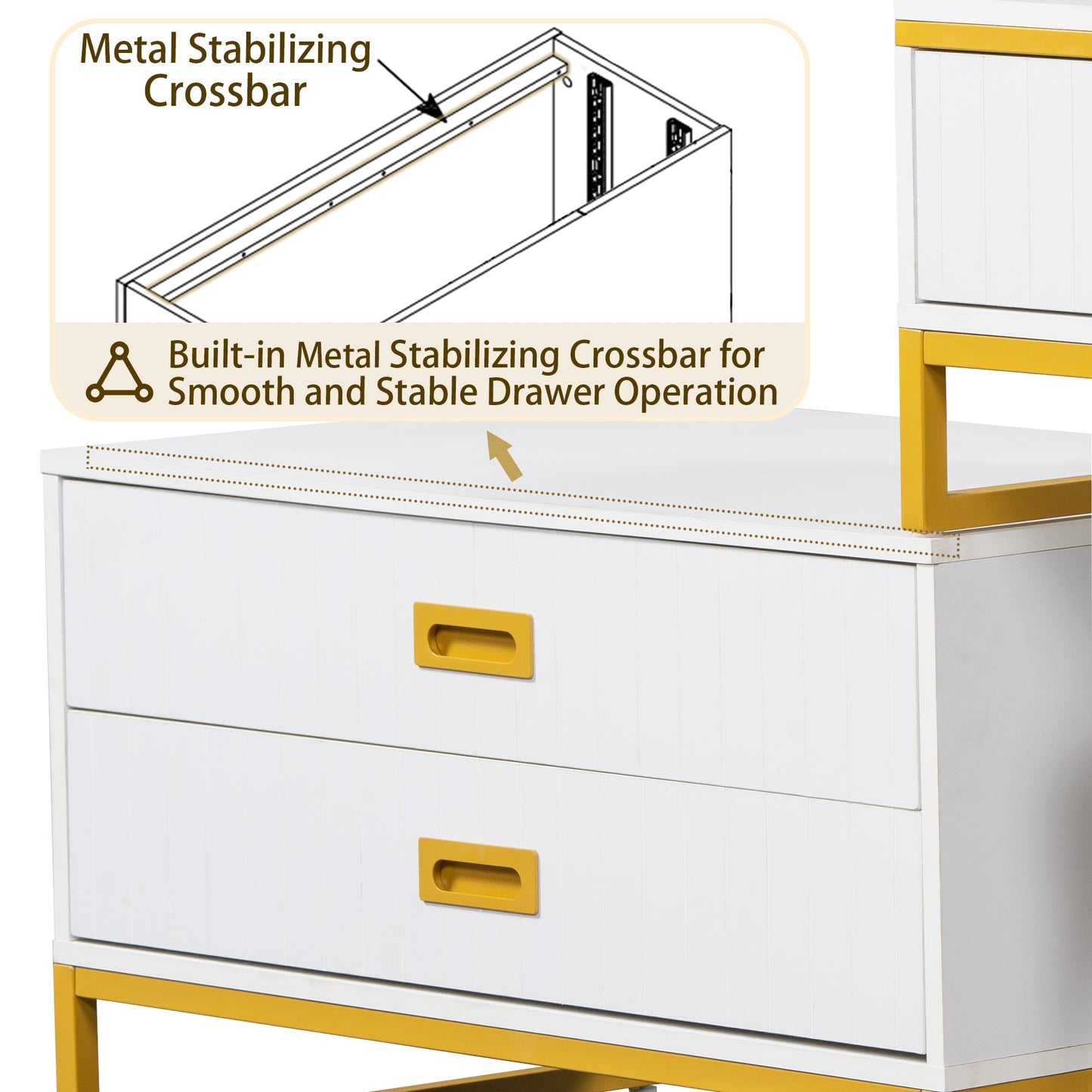 Elegant 4-Drawer Vanity Table with Side Cabinet – Modern Home Decor