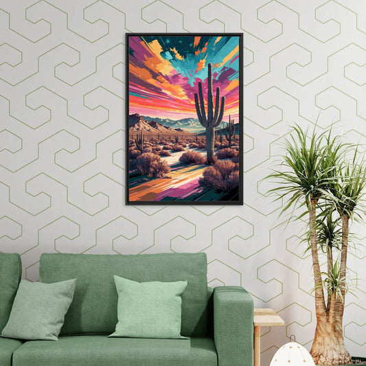 Chandler Desert Sunset - Living Room Black Frame Canvas