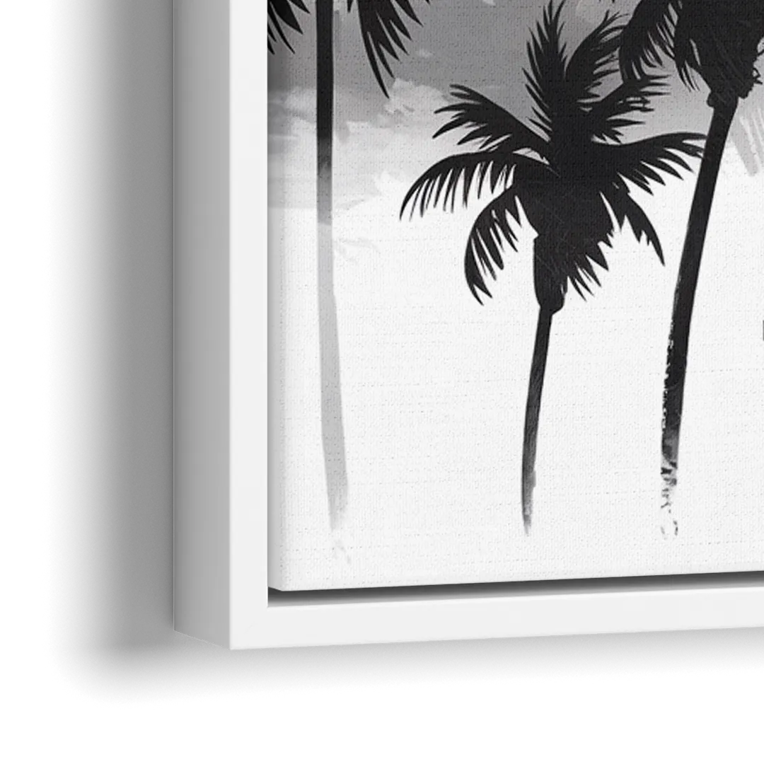Los Angeles Black and White Cityscape - Close-Up White Frame Canvas