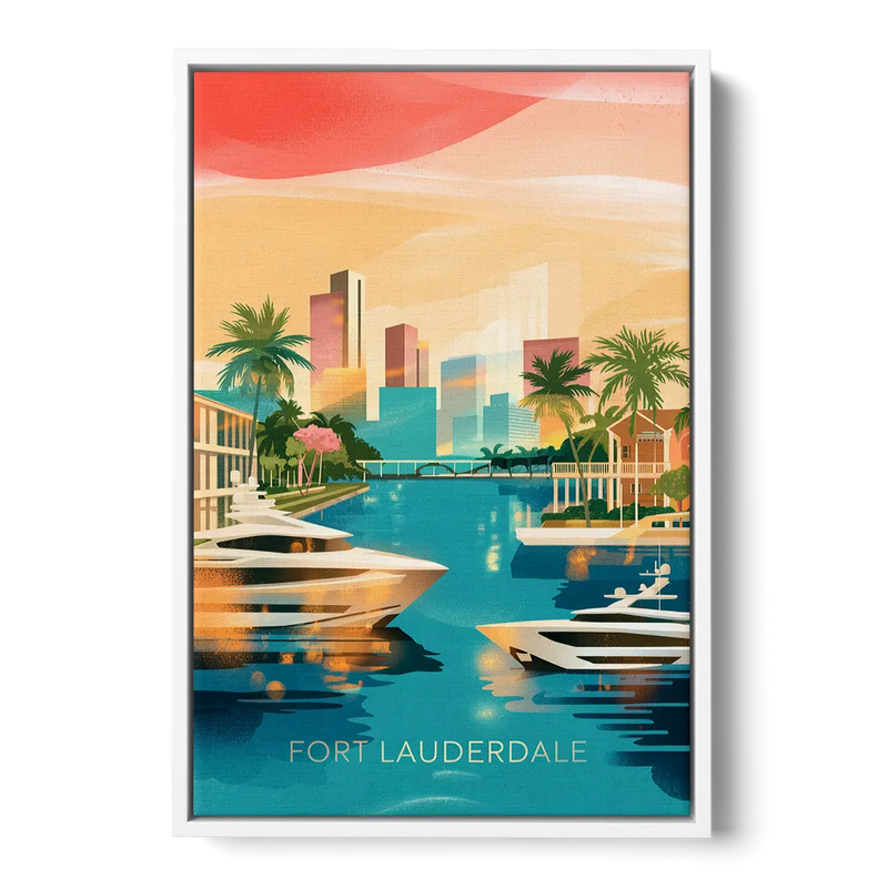 Fort Lauderdale Intracoastal Waterway - White Frame Canvas