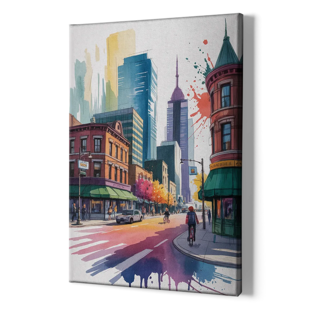 Toronto Queen Street West - Canvas Print Art Sides