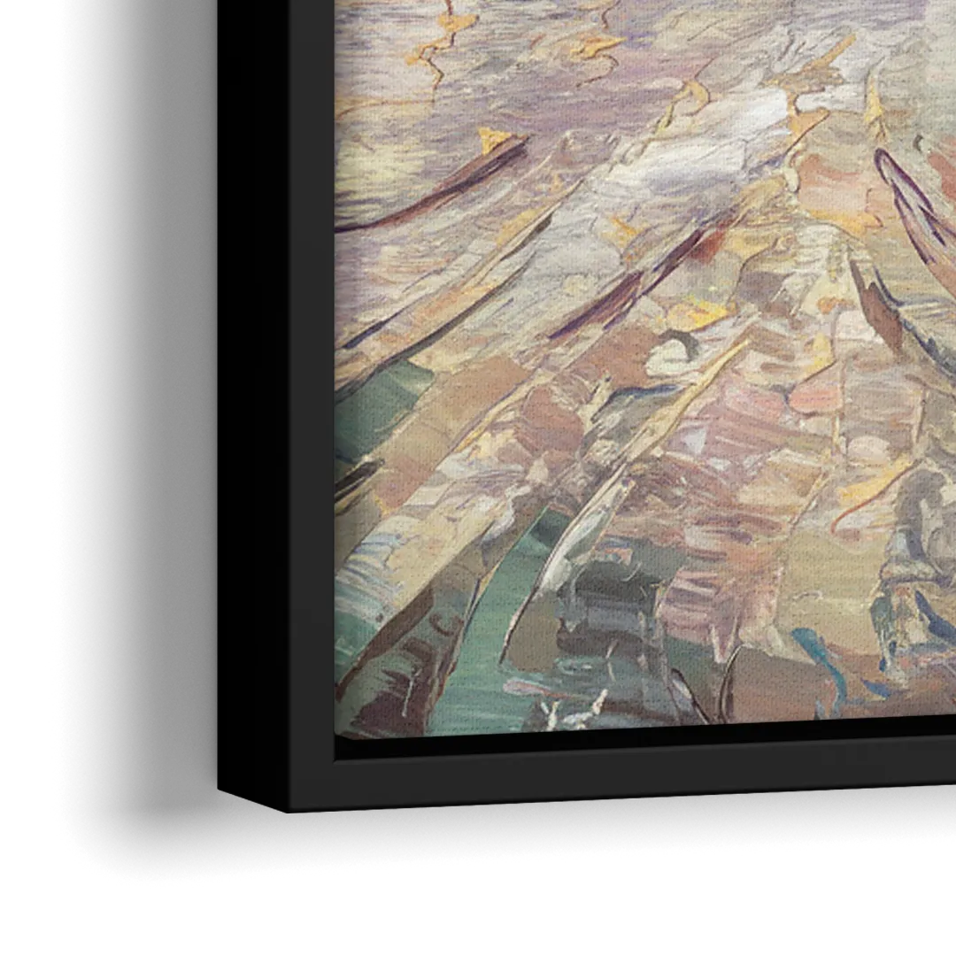 Cincinnati Skyline at Dawn - Close-Up Black Frame Canvas