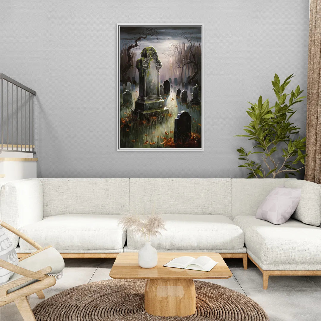 Tombstone Eerie Twilight - Living Room White Frame Canvas