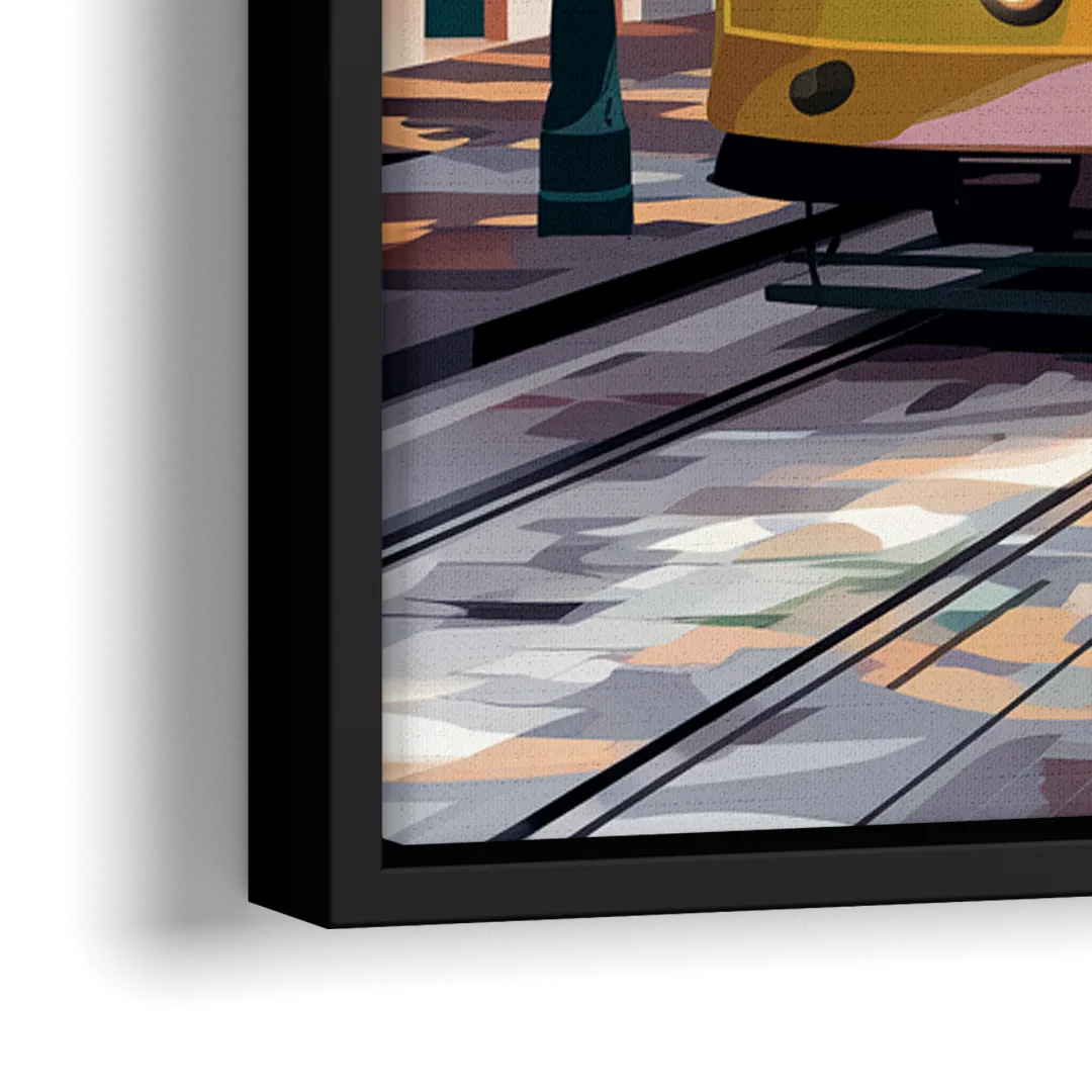New Orleans Historic Streetcars - Close-Up Black Frame Canvas