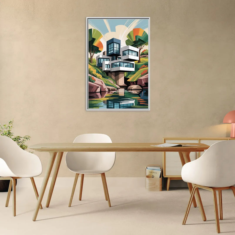 Habitat 67 Architecture - Living Room White Frame Canvas