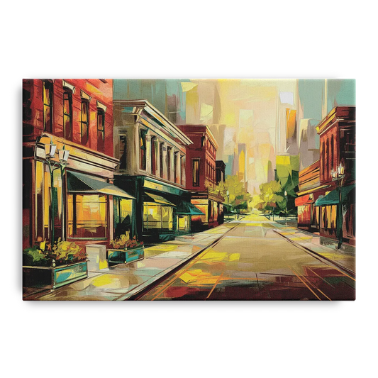 Greensboro Downtown Streetscape - Canvas Wall Art